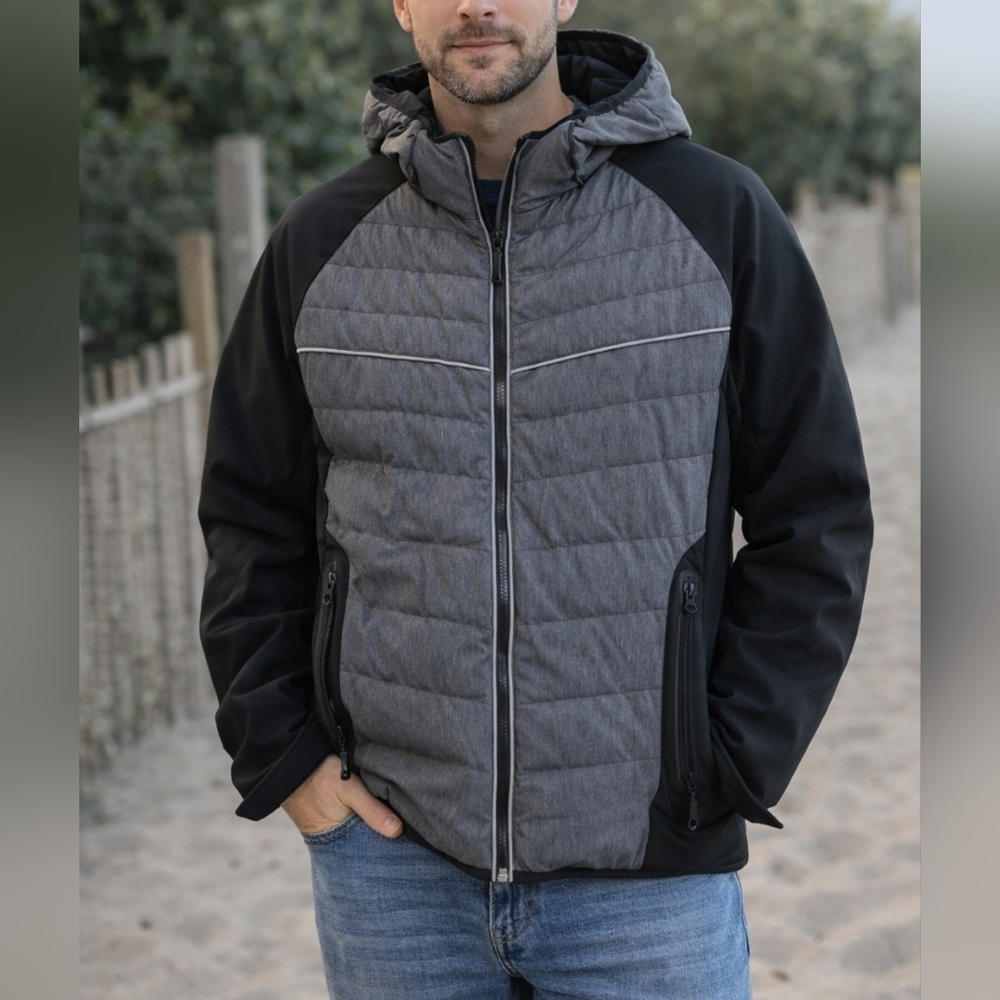 Men's Michael Kors Puffer Jacket L Gray Black